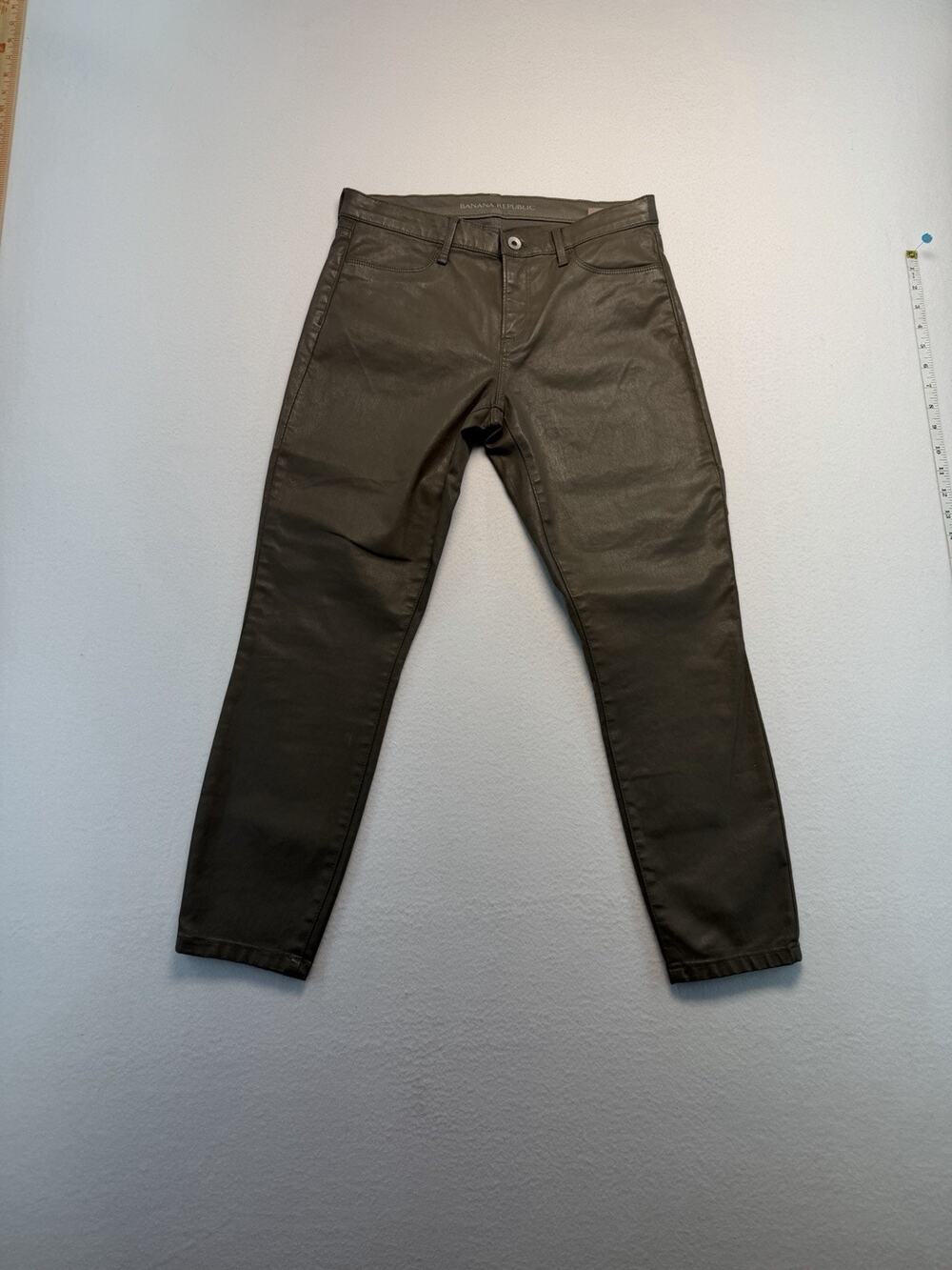 Women’s 27P Banana Republic Shiny Gray/Brown 98% Cotton Mid Rise Skinny Pants